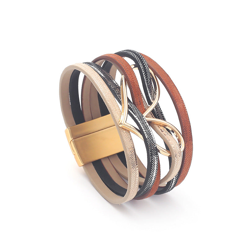 Heart-Shaped Multi-Layer Leatherette Magnetic Bracelet B4249 - view 3