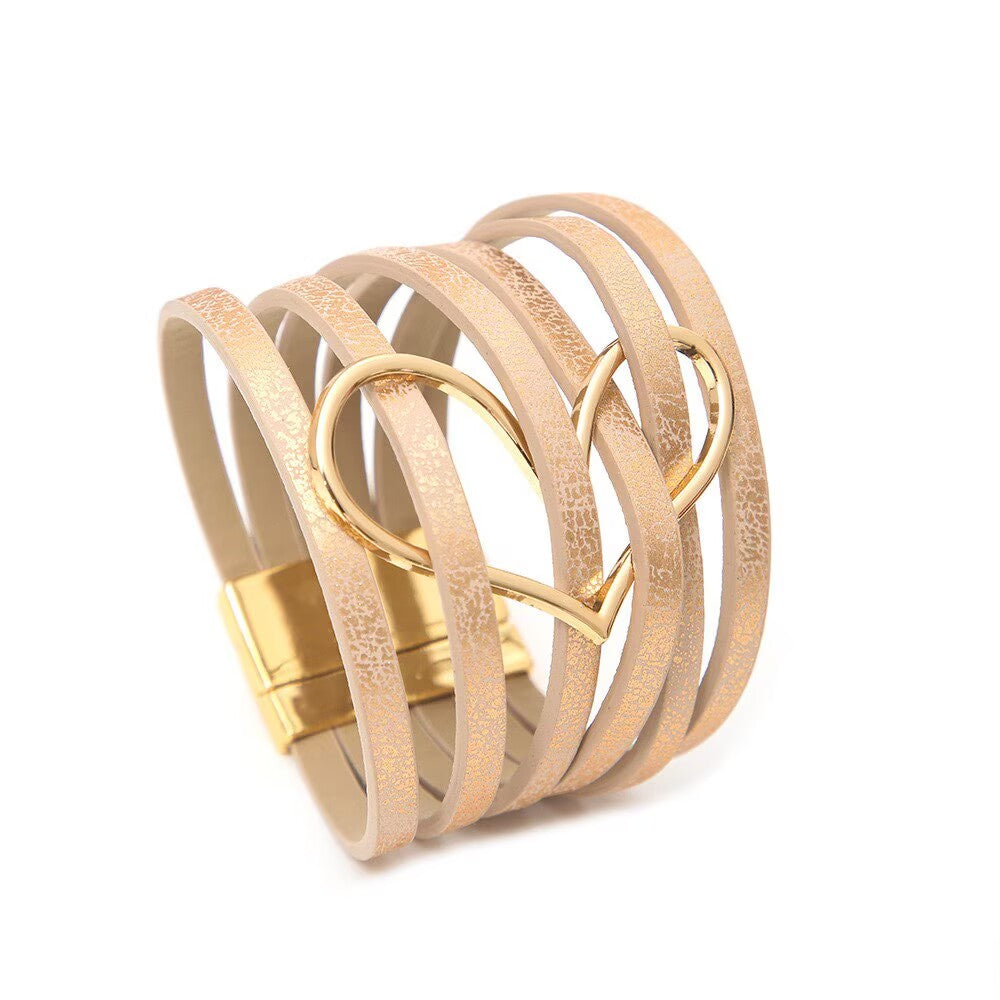 Heart-Shaped Multi-Layer Leatherette Magnetic Bracelet B4249 - view 11