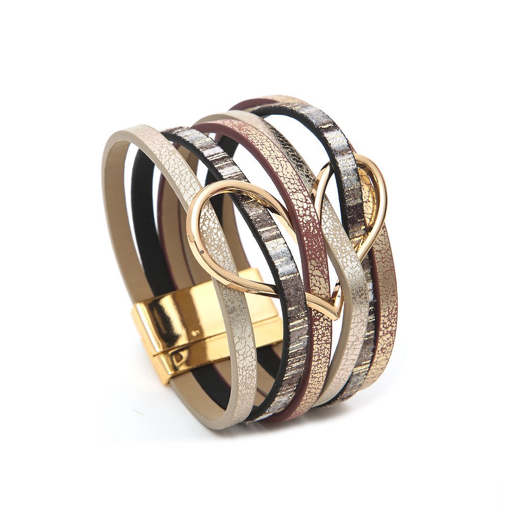 Heart-Shaped Multi-Layer Leatherette Magnetic Bracelet B4249 - view 5