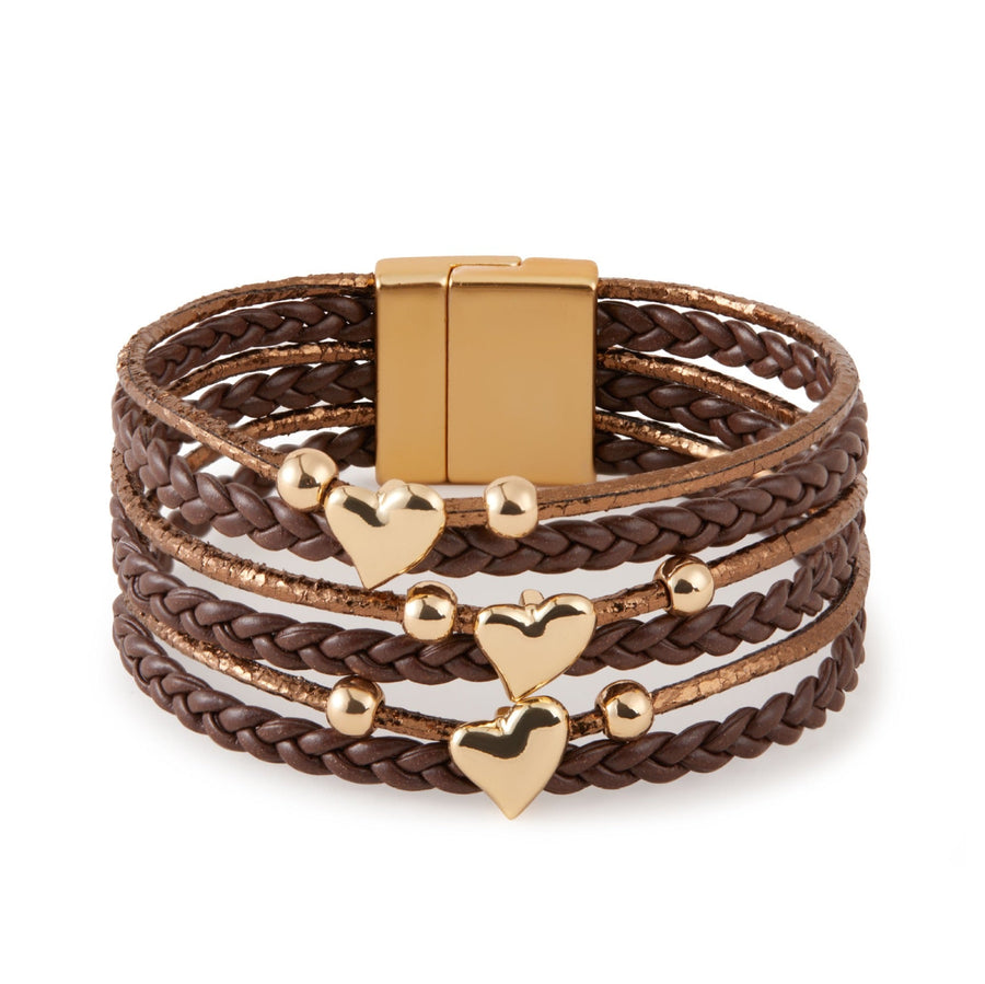 Heart Bead Retro Leatherette Magnetic Bracelet B4288
