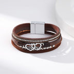 Heart-Shaped Leatherette Magnetic Bracelet B4289