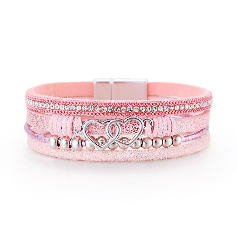 Heart-Shaped Leatherette Magnetic Bracelet B4289 - view 6