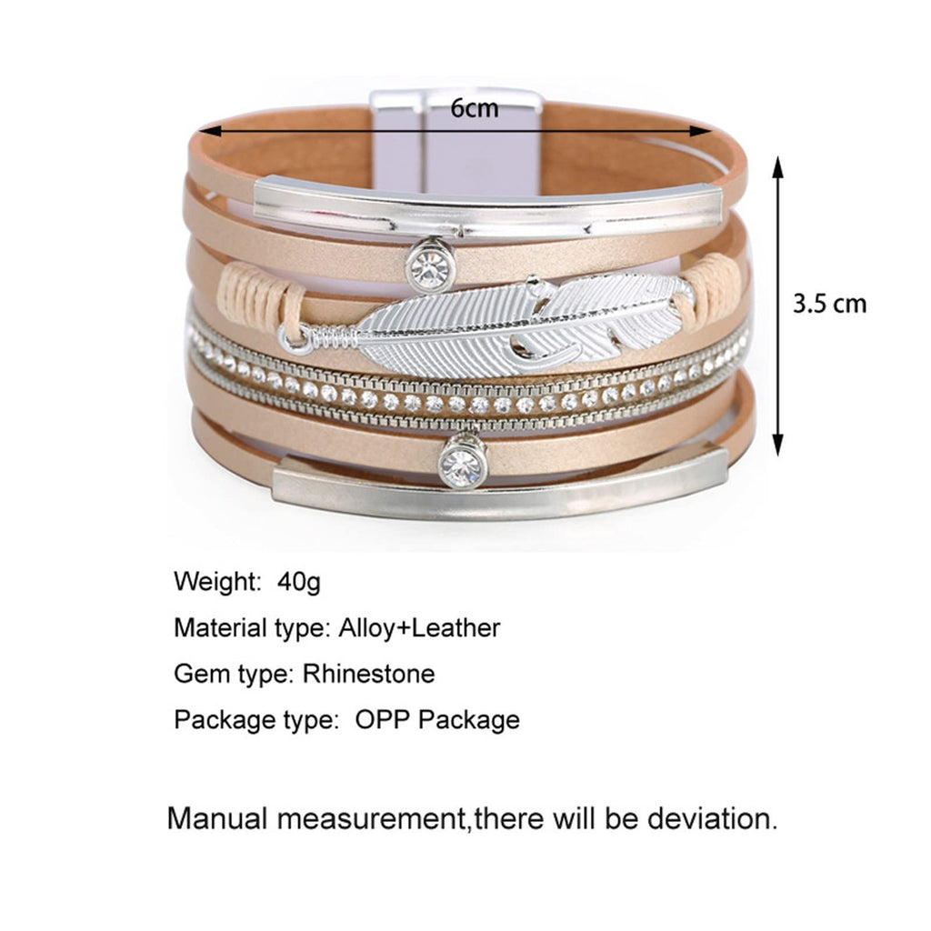 Feather Multilayer Leather Magnetic Bracelet B4189 - view 2