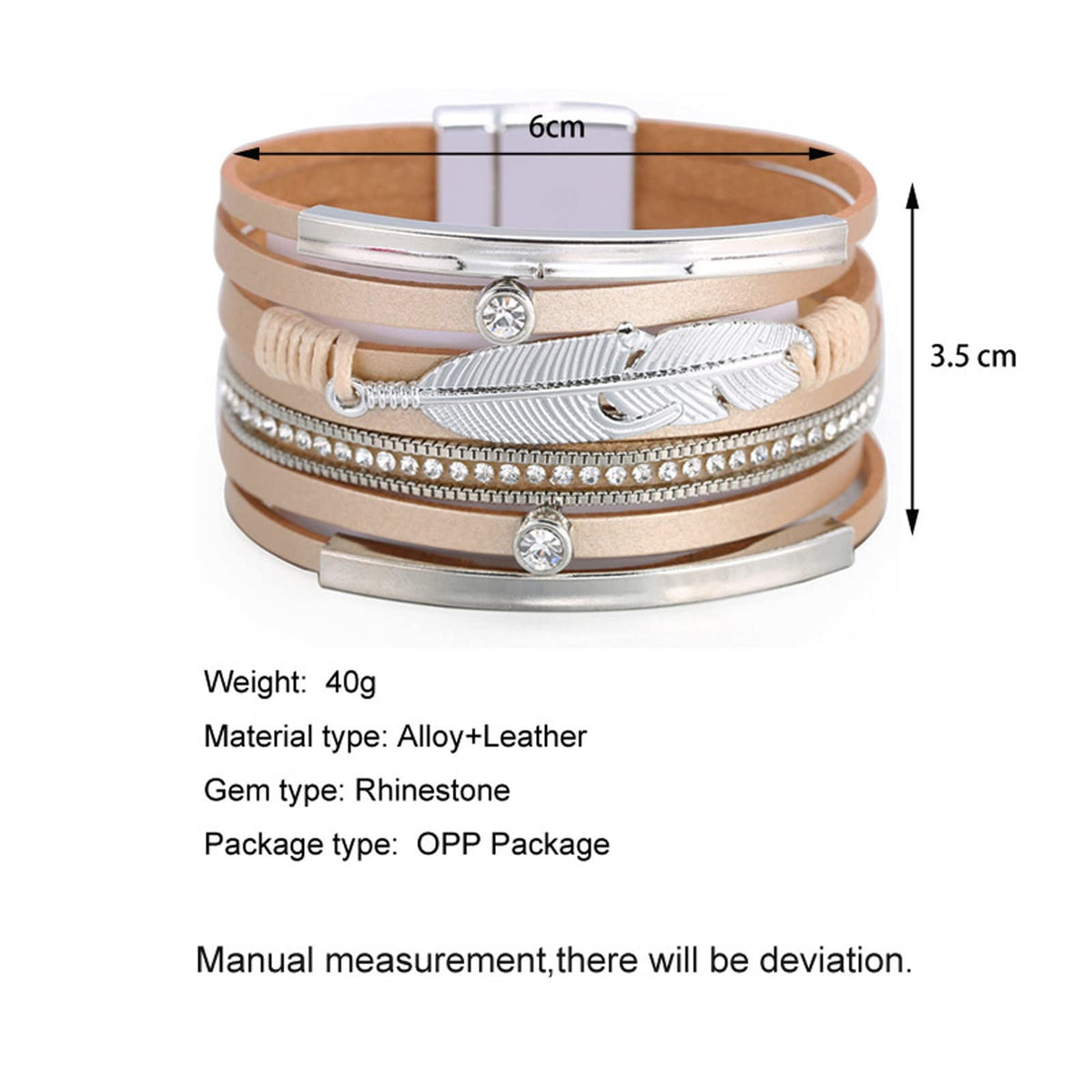 Feather Multilayer Leather Magnetic Bracelet B4189 - view 2