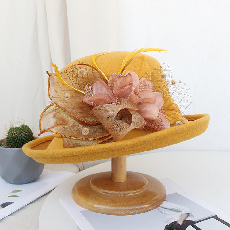Feather Mesh Bowler Top Hat  C0081