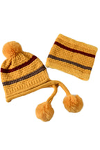 Pompom Knitted Bib Beanie Set C0225
