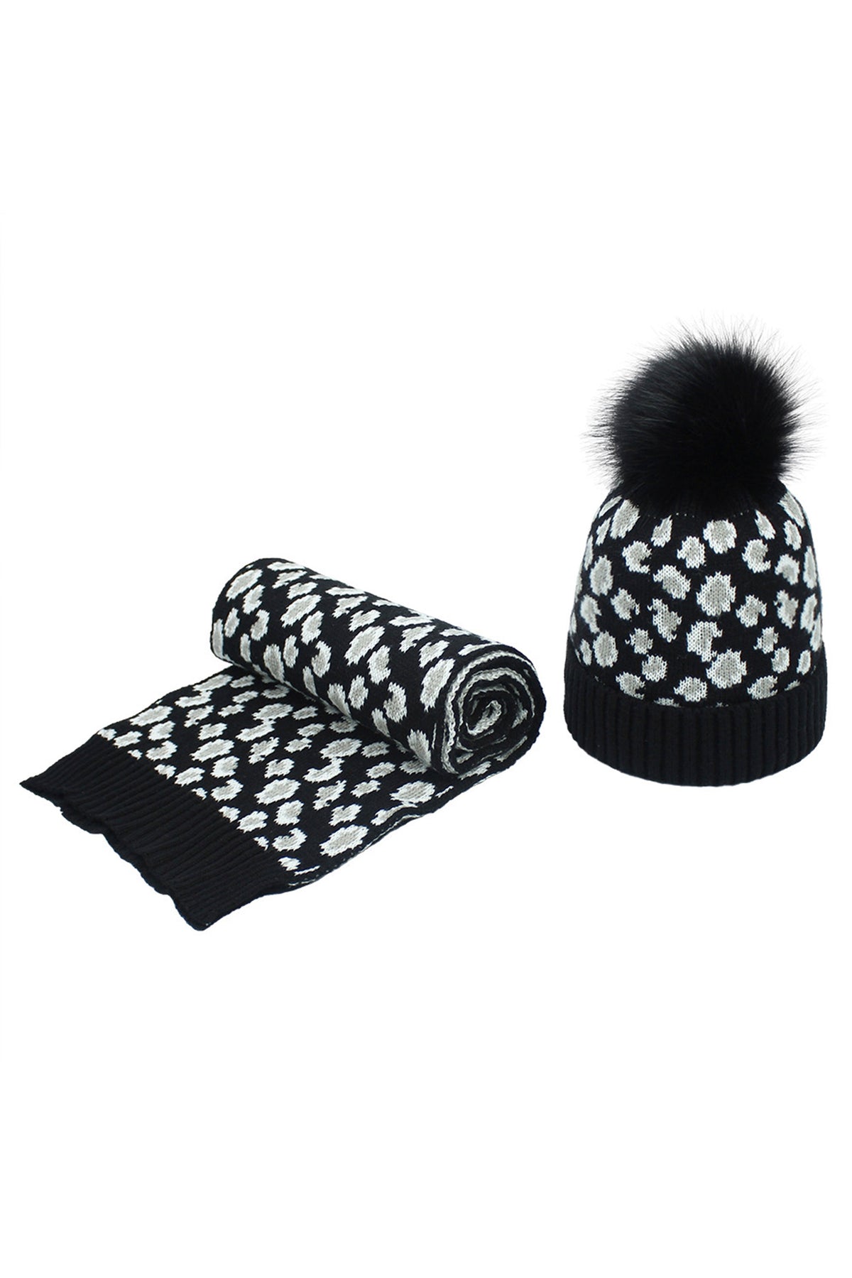 Animal Pattern Scarf Beanie Set C0237