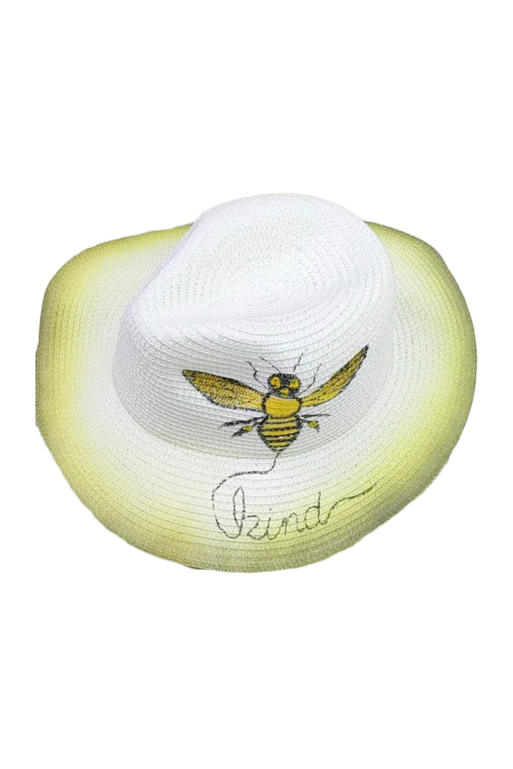 Bee Printed Straw Fedora Hat C0370