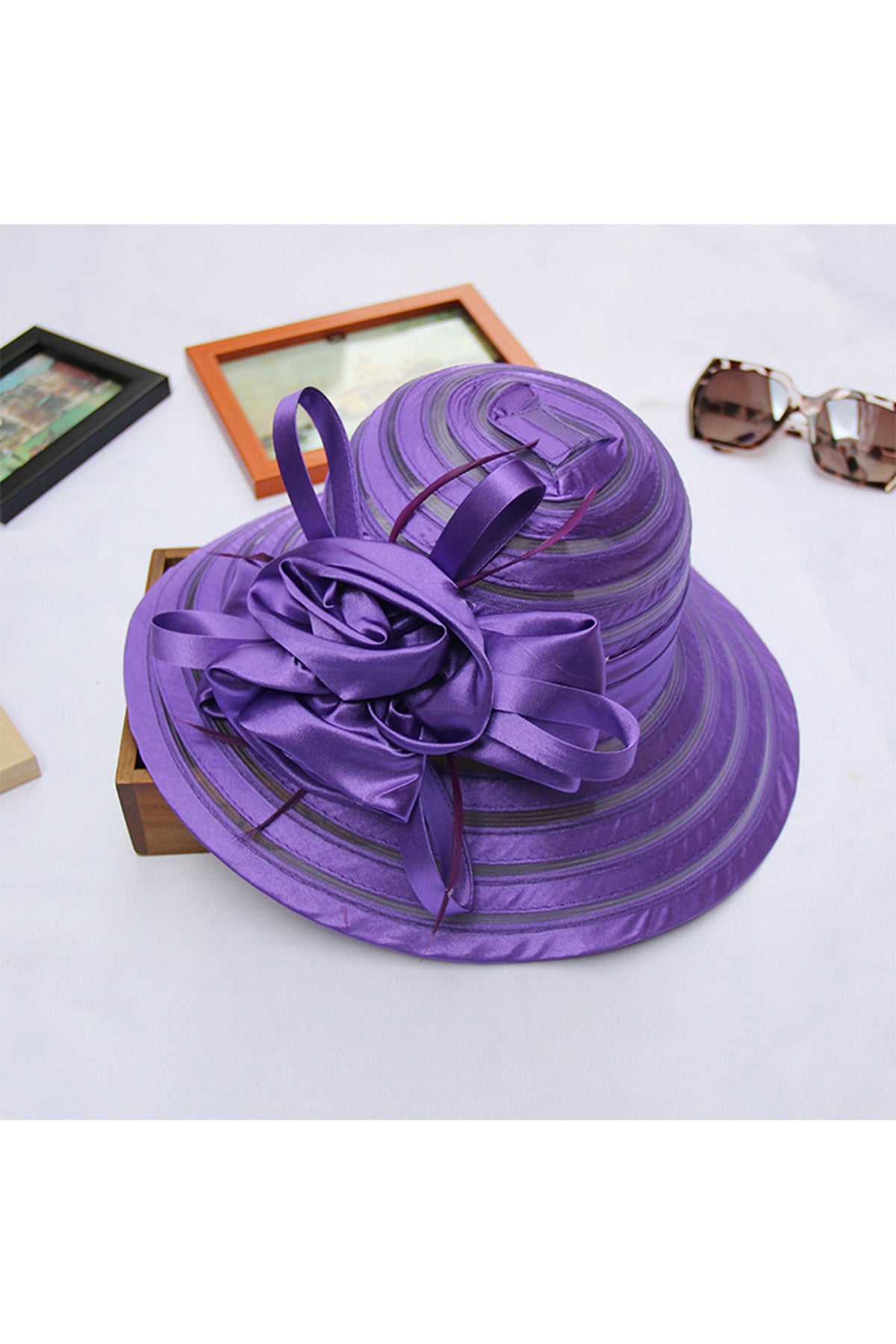 Floral Organza Fedora Hat C0414
