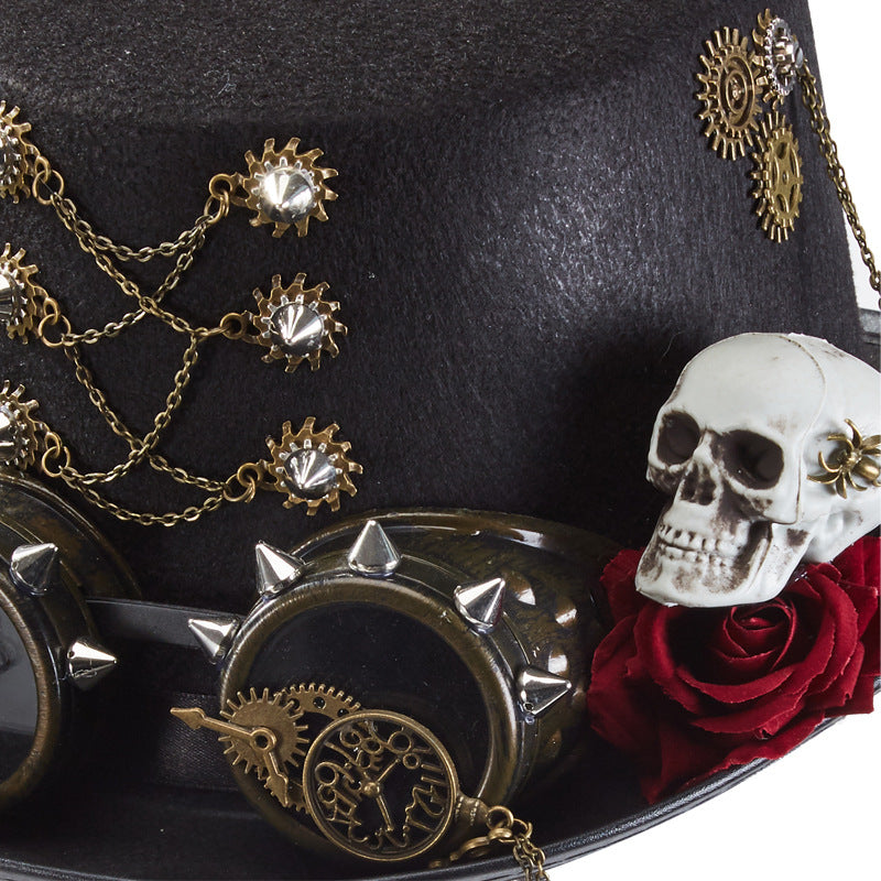Gothic Skull Gear Stud Rose Glasses Hat C0421