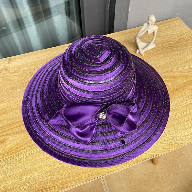 Bow Wide Brim Fedora Hat C0459