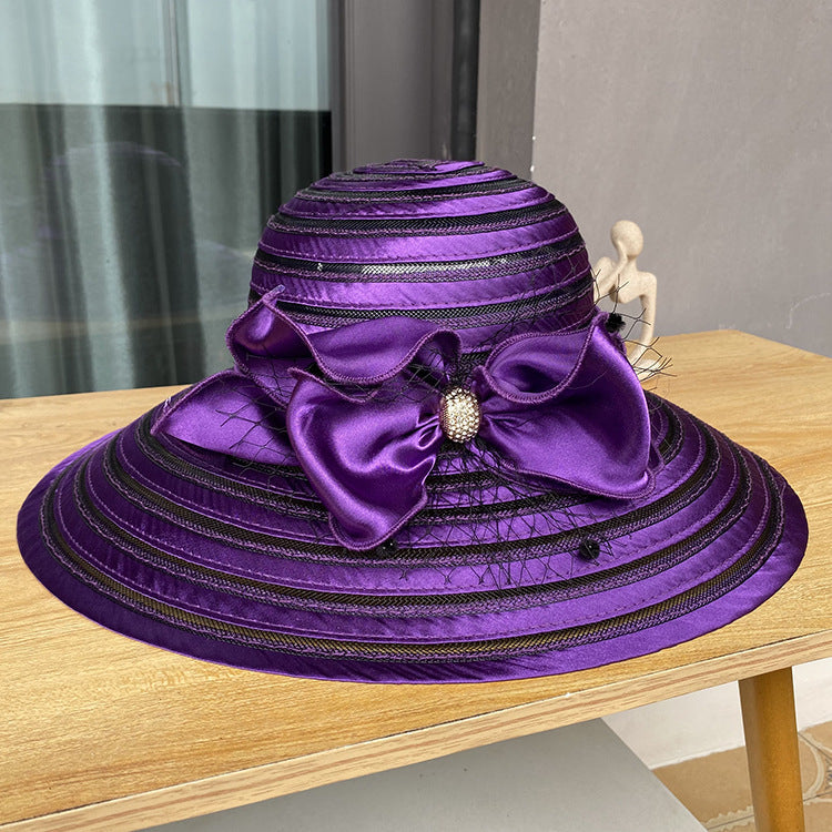 Bow Wide Brim Fedora Hat C0459