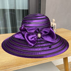 Bow Wide Brim Fedora Hat C0459