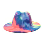 Tie-dye Printed Wide Brim Fedora Hat C0472