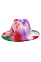 Tie-dye Printed Wide Brim Fedora Hat C0522
