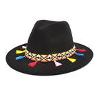 Bohemia Tassel Wide Brim Fedora Hat C0523