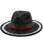 Striped Rhinestone Fedora Hat C0536