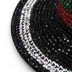 Striped Rhinestone Fedora Hat C0536