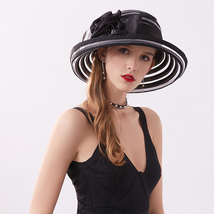 Floral Gauze Fedora Hat C0567