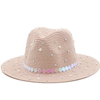 Pearl Rhinestone Straw Hat C0608