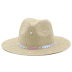 Pearl Rhinestone Straw Hat C0608