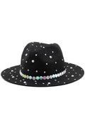 Pearl Rhinestone Straw Hat C0608