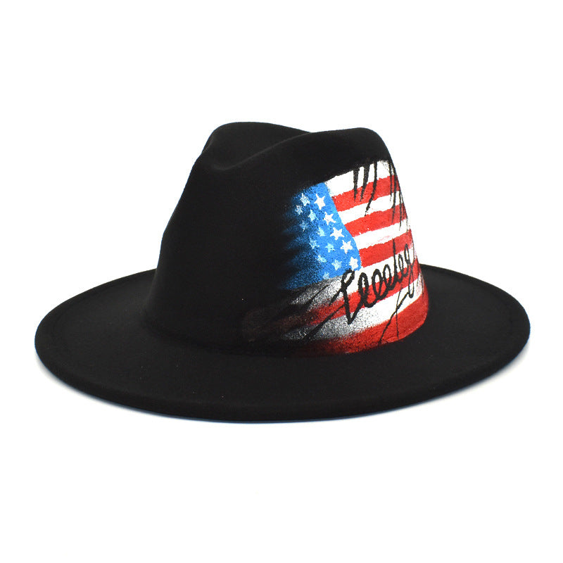 American Flag Printed Top Hat C0619