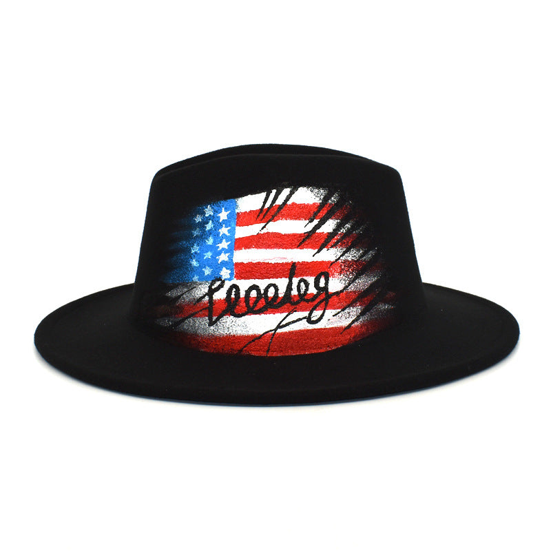 American Flag Printed Top Hat C0619