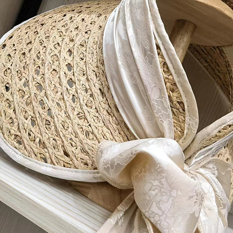 Bow Straw Fedora Hat C0689
