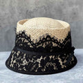 Floral Lace Straw Bucket Hats C0690