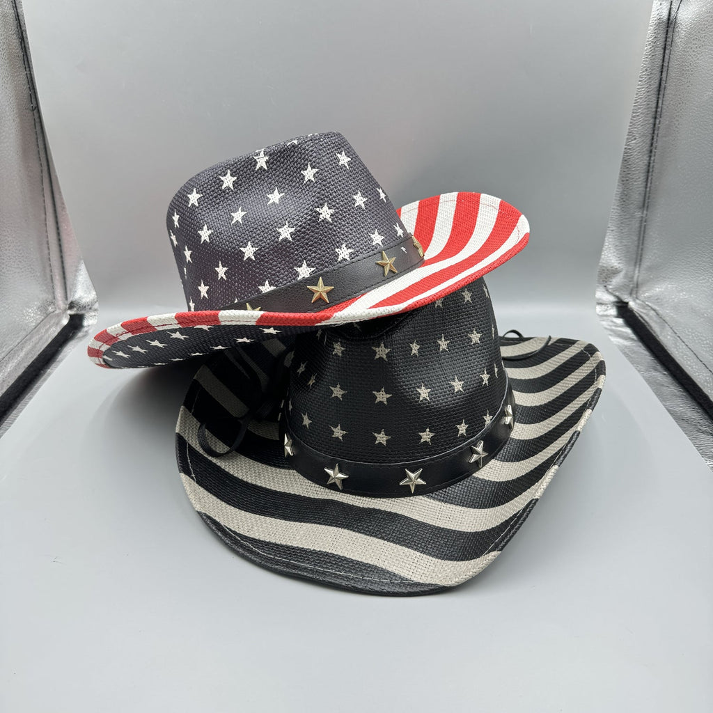 American Flag Cowboy Straw Hat C0817