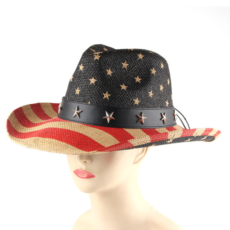 American Flag Cowboy Straw Hat C0817