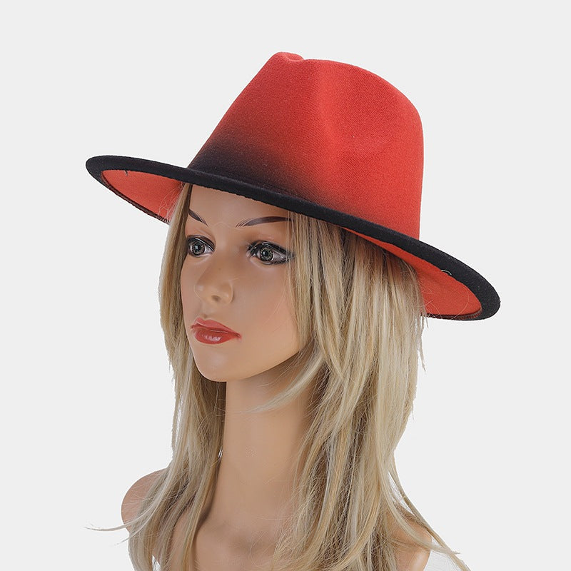 Gradient  Wool Felt Jazz Fedora Hat C0832
