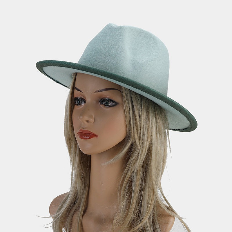 Gradient  Wool Felt Jazz Fedora Hat C0832