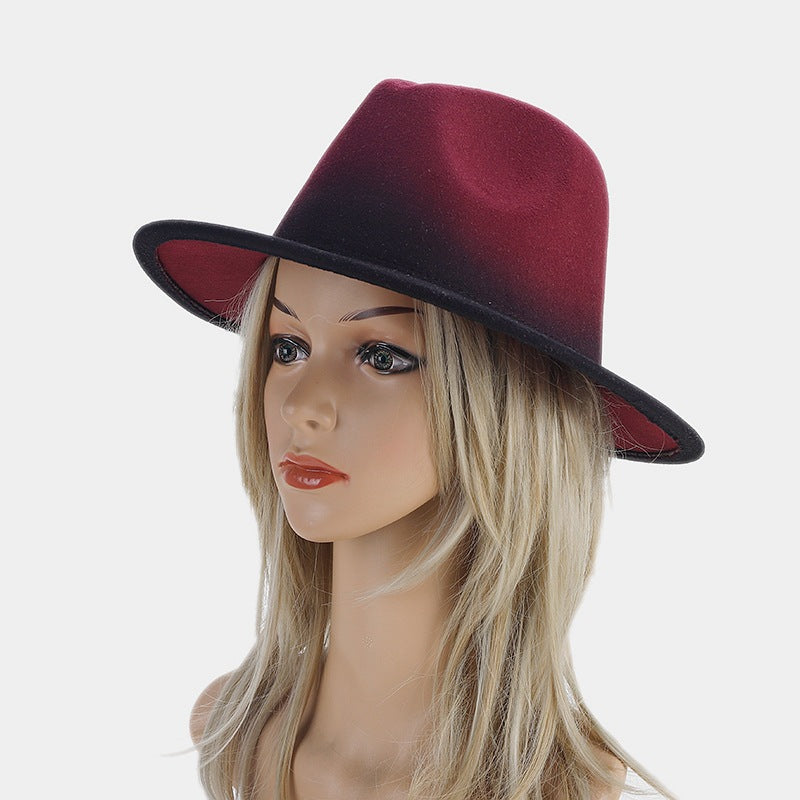 Gradient  Wool Felt Jazz Fedora Hat C0832