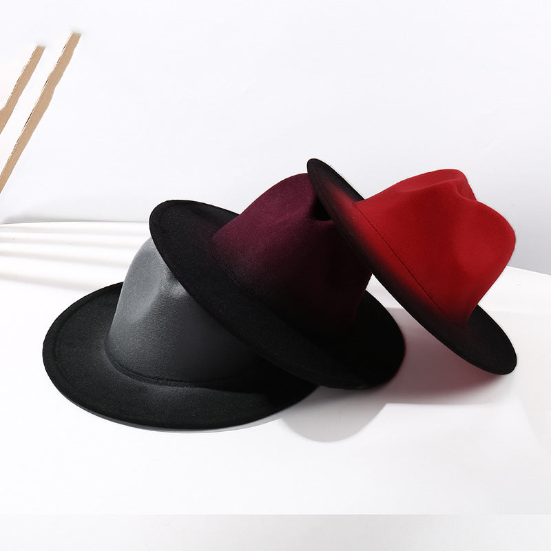 Gradient  Wool Felt Jazz Fedora Hat C0832