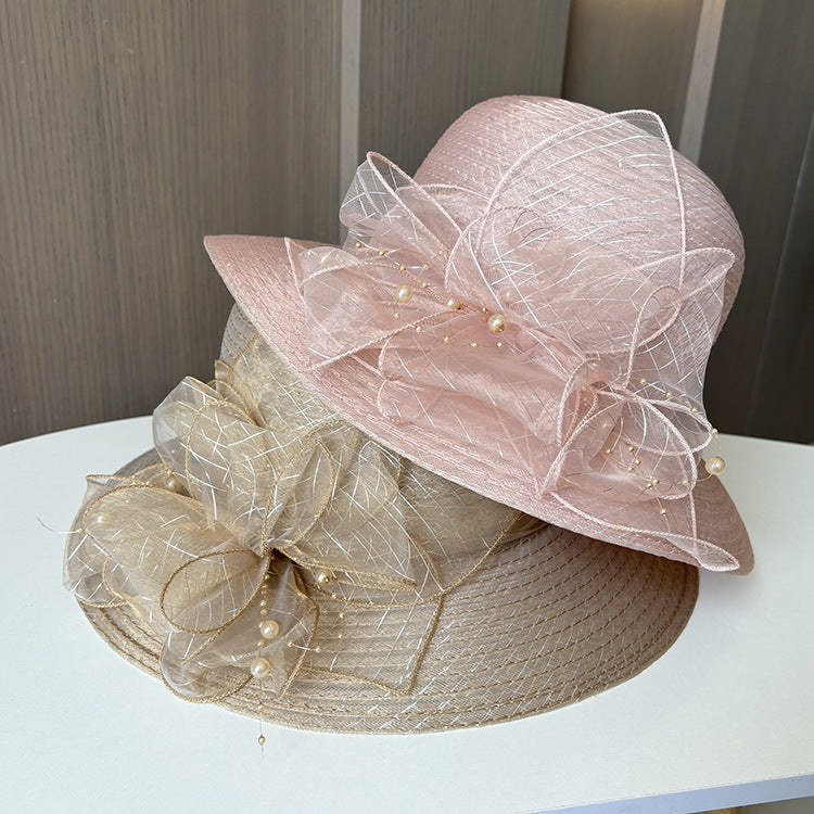 Floral Gauze Fedora Hat C0841