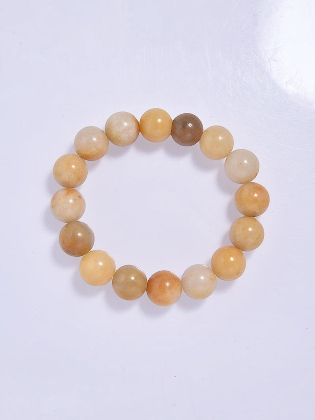 Golden Jade Stone Stretch Bracelet B1993-4MM - view 5