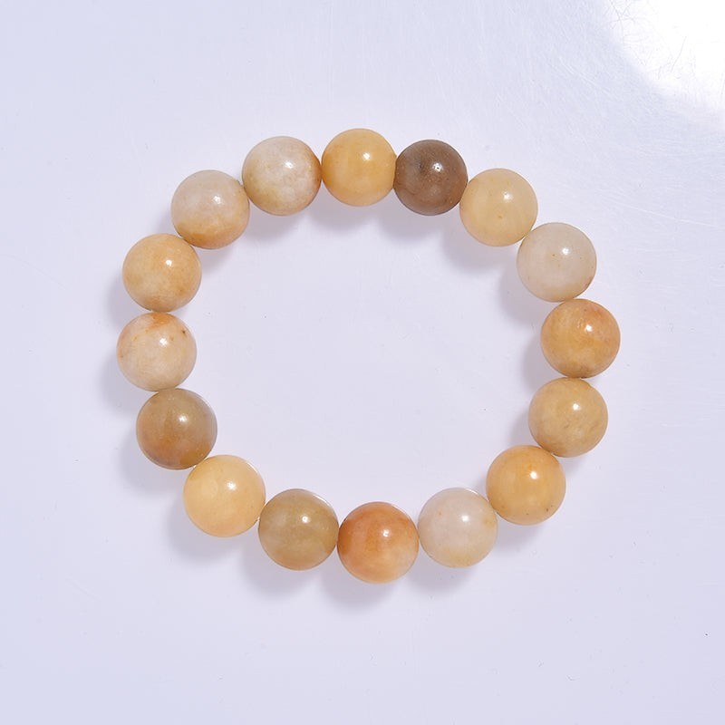Golden Jade Stone Stretch Bracelet B1993-6MM - view 5