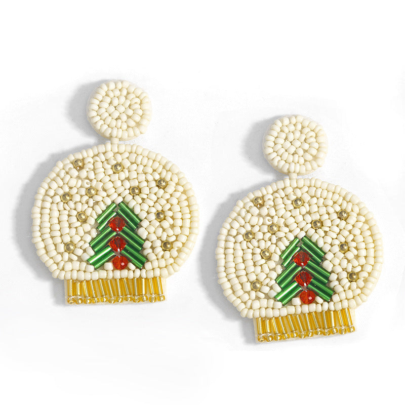 Christmas Tree Hat Seed Bead Earrings E4848