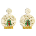 Christmas Tree Hat Seed Bead Earrings E4848