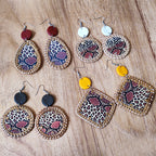 Teardrop Rattan Animal Printed Earrings E4900