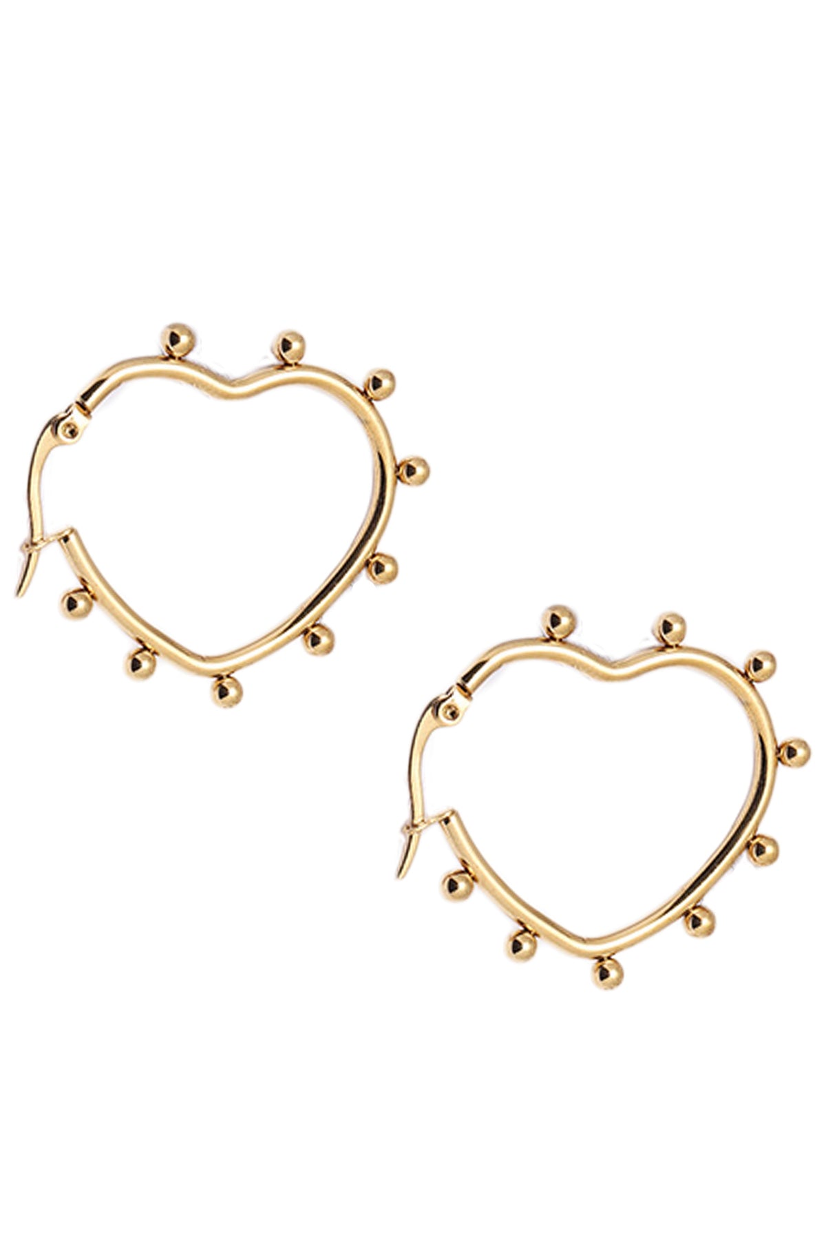 Heart Bead Stainless Steel Hoop Earrings E4942