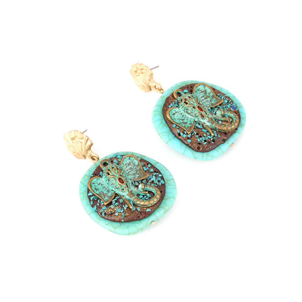 Geometric Elephant Resin Earrings E6686