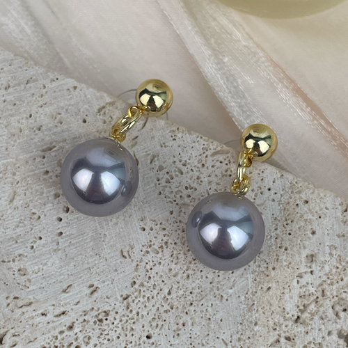 18K Gold-Plated Glass Pearl Earrings E8721