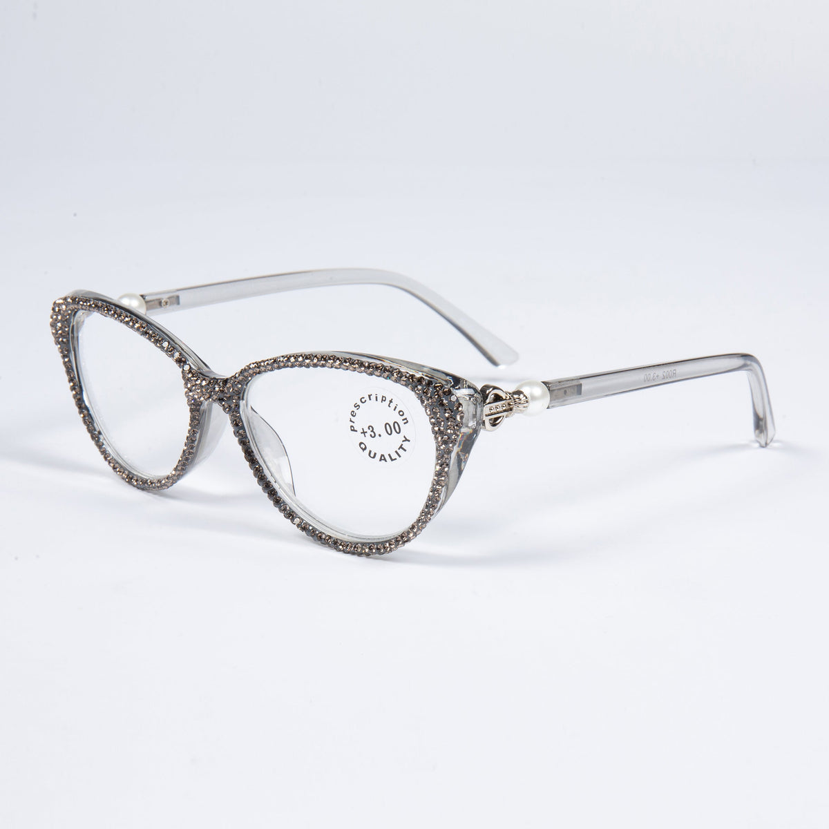 Handmade Rhinestone Cat-Eye Reader Glasses G0399-Grey
