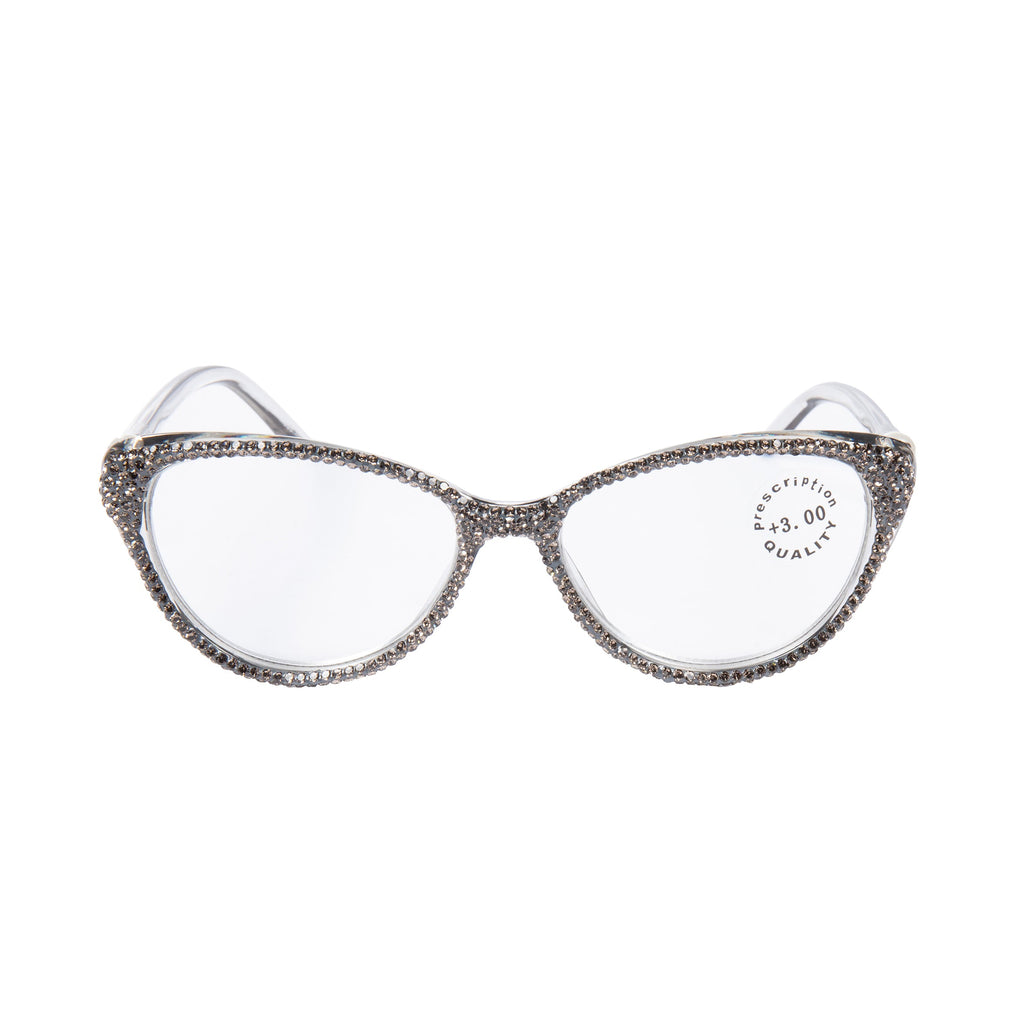 Handmade Rhinestone Cat-Eye Reader Glasses G0399-Grey - view 2