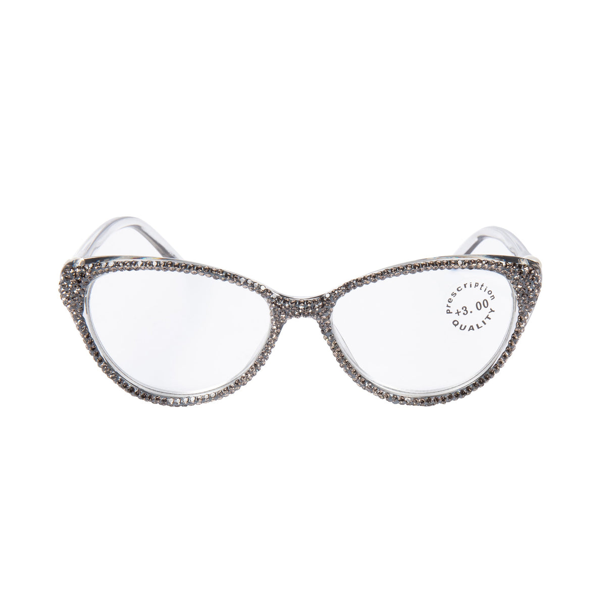 Handmade Rhinestone Cat-Eye Reader Glasses G0399-Grey - view 2