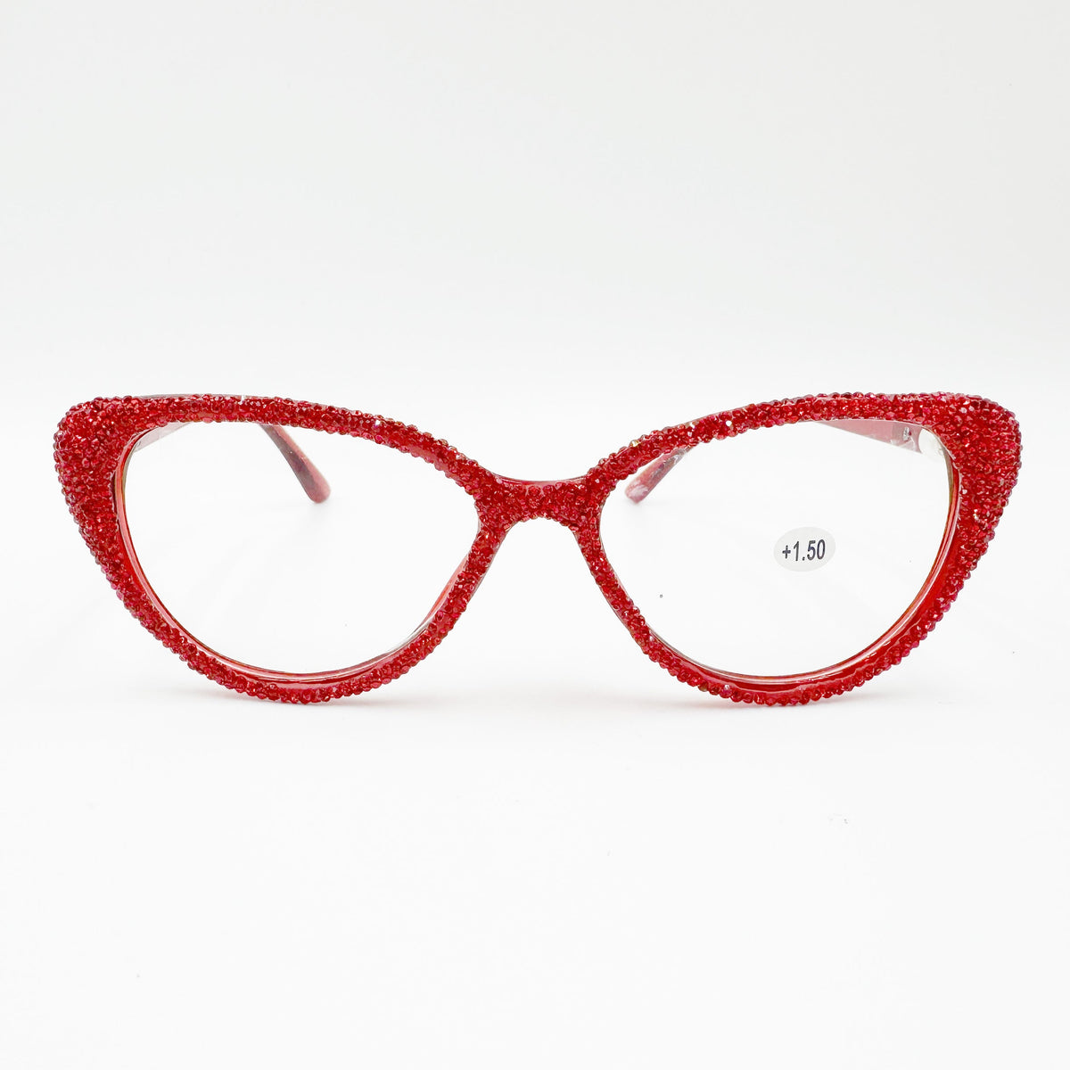 Handmade Rhinestone Cat-Eye Reader Glasses G0399-Red - view 2