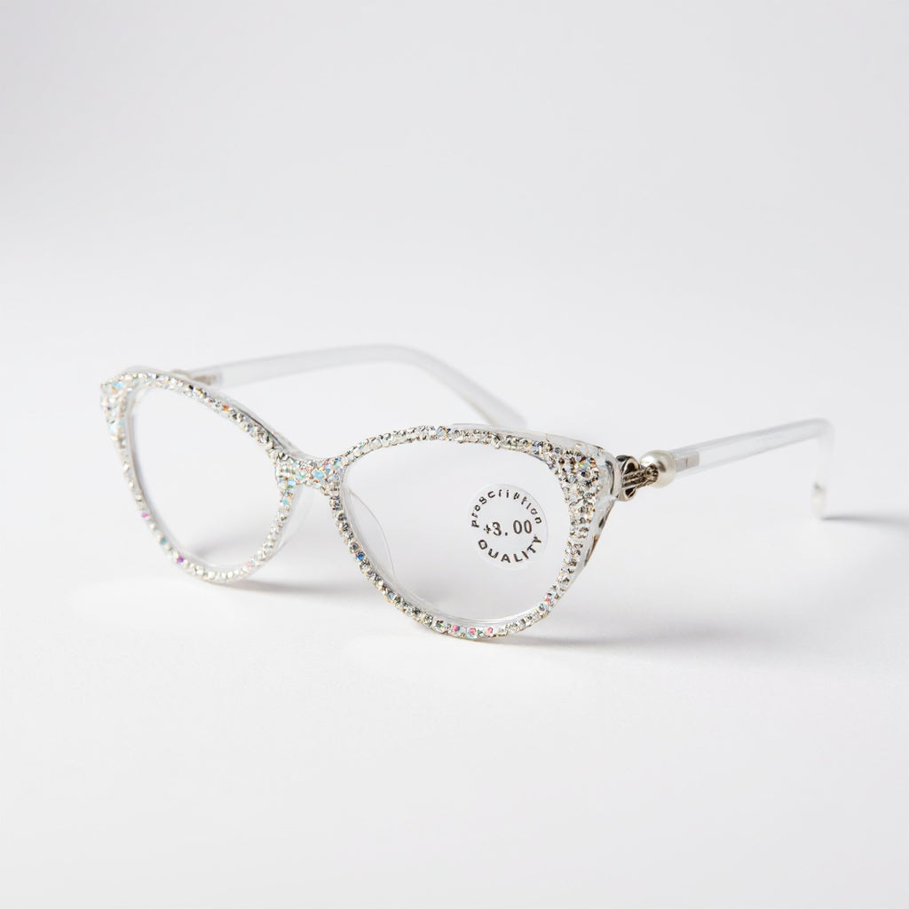 Handmade Rhinestone Cat-Eye Reader Glasses G0399-AB
